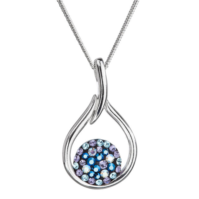 Stříbrný náhrdelník se Swarovski krystaly kapka 32075.3 blue style