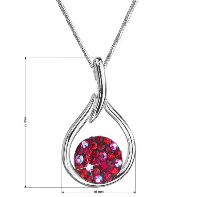 Stříbrný náhrdelník se Swarovski krystaly kapka 32075.3 cherry