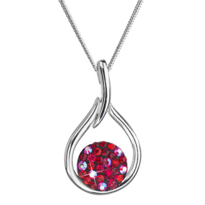 Stříbrný náhrdelník se Swarovski krystaly kapka 32075.3 cherry