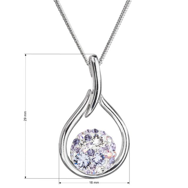 Stříbrný náhrdelník se Swarovski krystaly kapka 32075.3 violet