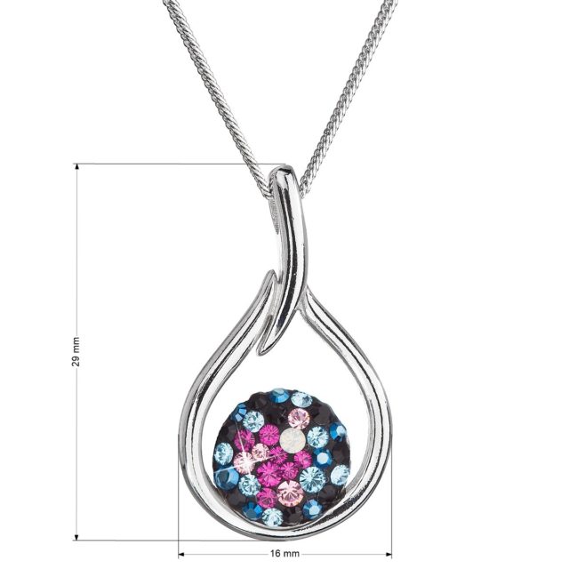 Stříbrný náhrdelník se Swarovski krystaly kapka 32075.4 galaxy