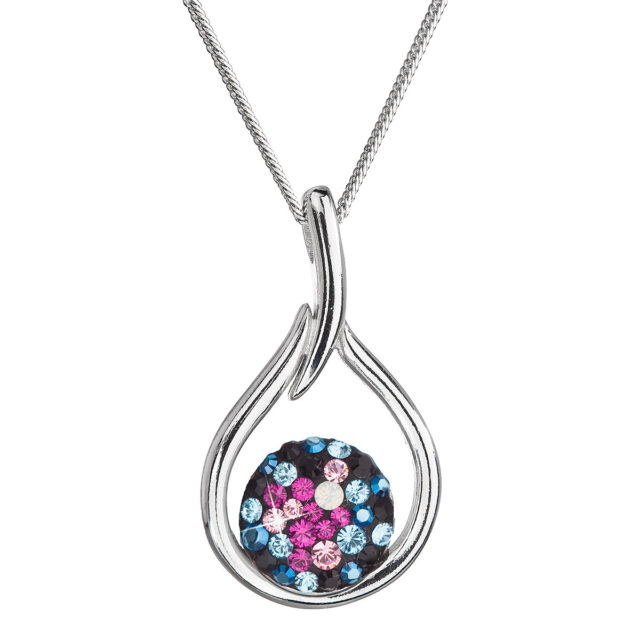 Stříbrný náhrdelník se Swarovski krystaly kapka 32075.4 galaxy