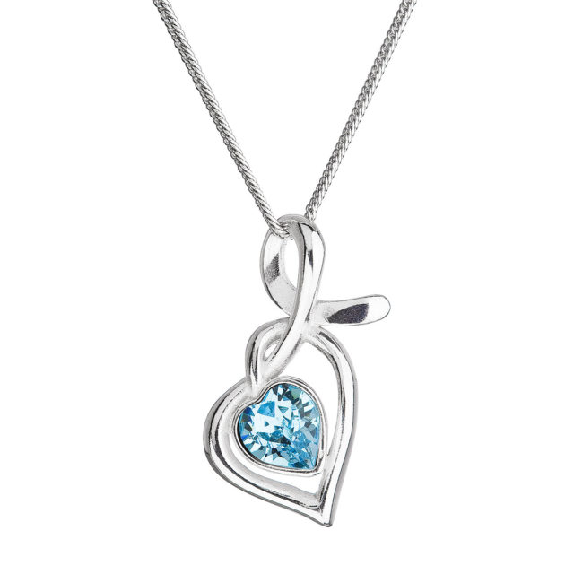Stříbrný náhrdelník se Swarovski krystaly srdce modré 32071.3
