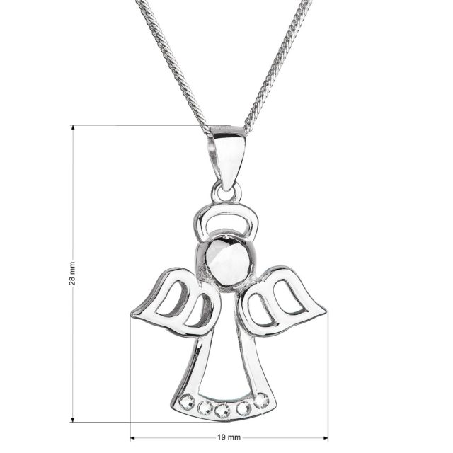 Stříbrný náhrdelník anděl se Swarovski krystaly bílý 32076.1 