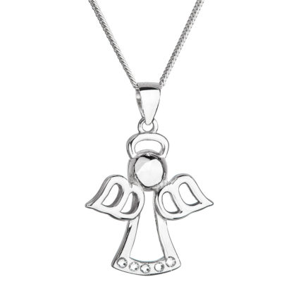 Stříbrný náhrdelník anděl se Swarovski krystaly bílý 32076.1 