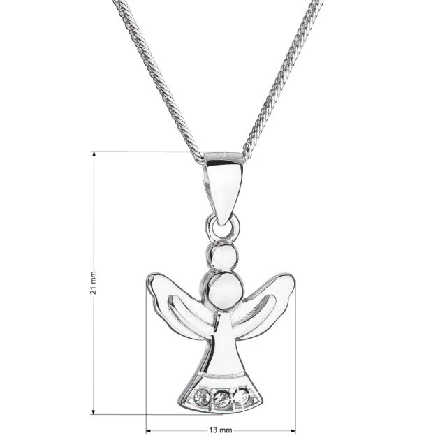 Stříbrný náhrdelník anděl se Swarovski krystaly bílý 32078.1
