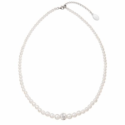 Perlový náhrdelník bílý s Preciosa krystaly 32006.1