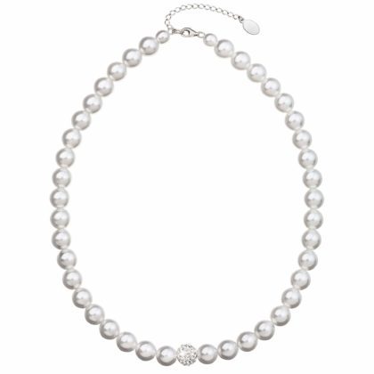 Perlový náhrdelník bílý s Preciosa krystaly 32011.1