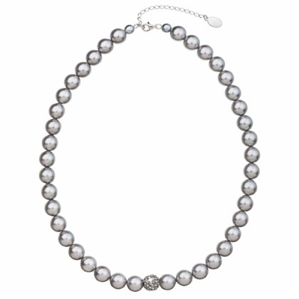 Perlový náhrdelník šedý s Preciosa krystaly 32011.3
