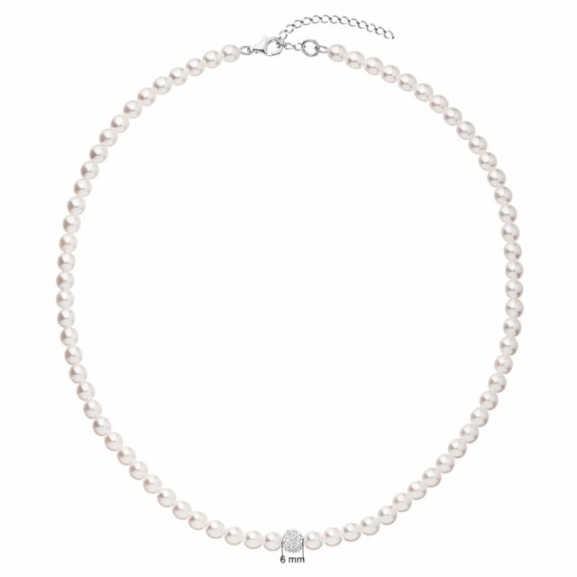 Perlový náhrdelník bílý s Preciosa krystaly 32063.1