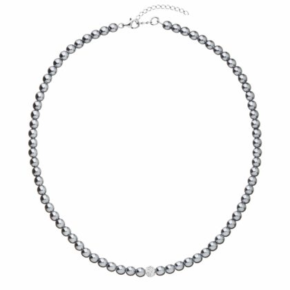 Perlový náhrdelník šedý s Preciosa krystaly 32063.3