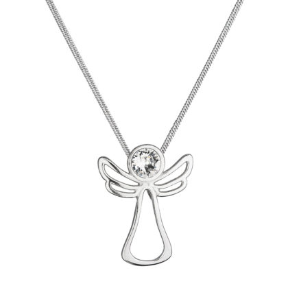 Stříbrný náhrdelník anděl se Swarovski krystalem 32080.1 bílý 