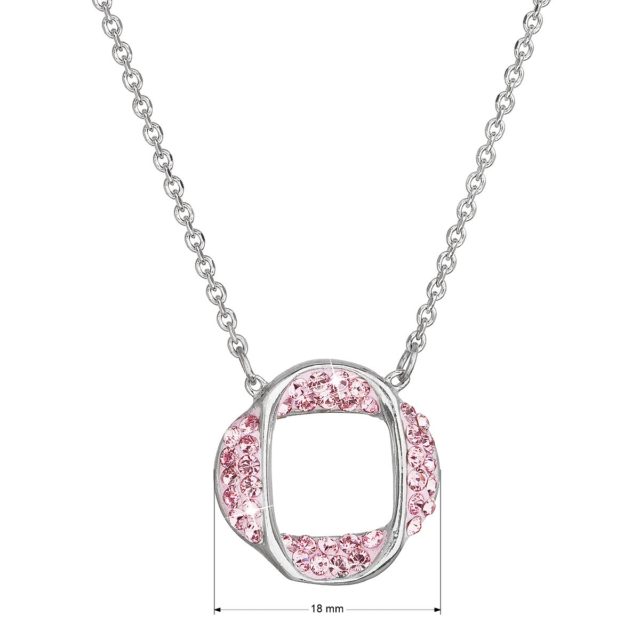 Stříbrný náhrdelník s krystaly Swarovski růžový 32016.3 lt.rose