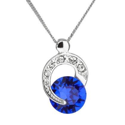 Stříbrný náhrdelník s krystaly Swarovski modrý kulatý 32048.3 majestic blue