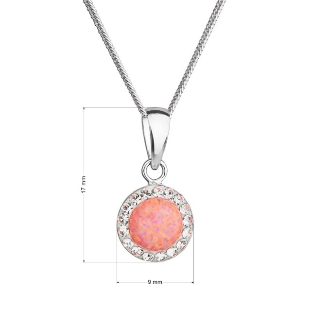Náhrdelník se syntetickým opálem a krystaly Preciosa korálový kulatý 32083.1 coral