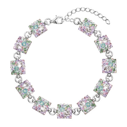 Stříbrný náramek se Swarovski krystaly mix barev 33047.3 sakura