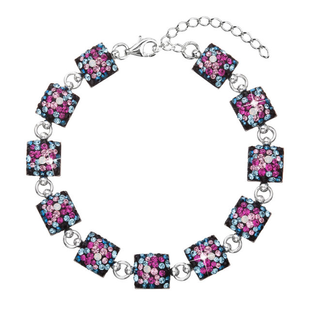 Stříbrný náramek se Swarovski krystaly mix barev 33047.4 galaxy