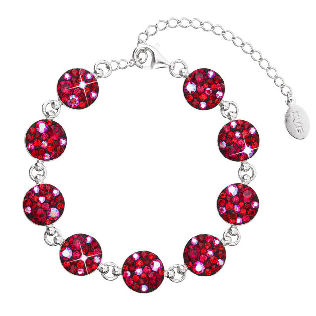 Stříbrný náramek se Swarovski krystaly červený 33048.3 cherry