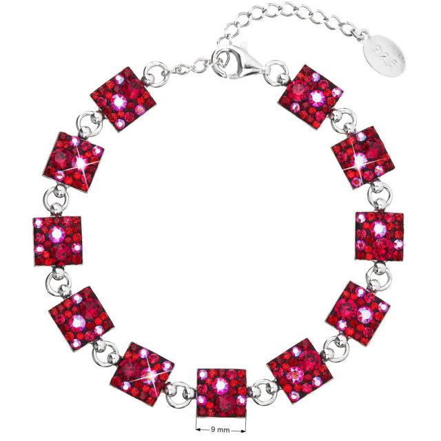 Stříbrný náramek se Swarovski krystaly červený 33047.3 cherry