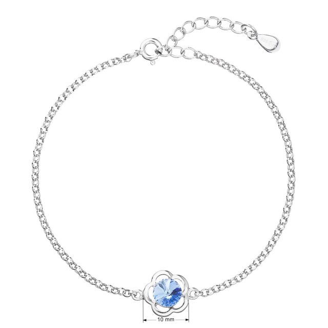 Stříbrný náramek se Swarovski krystaly modrá kytička 33117.3