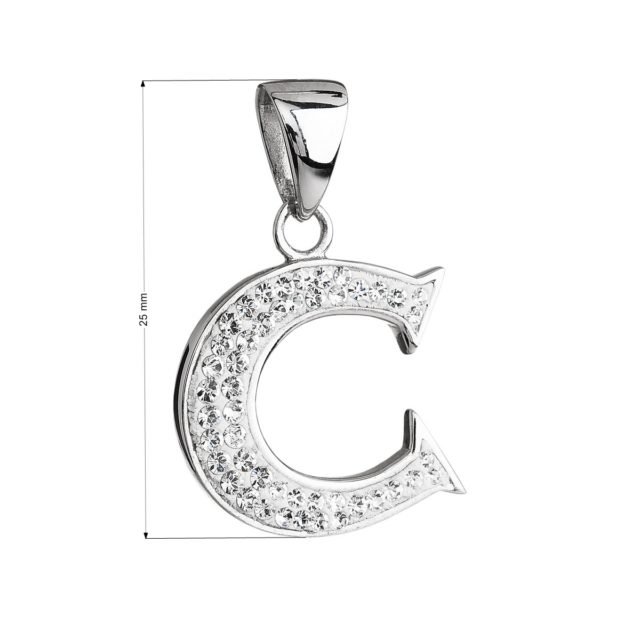 Stříbrný přívěsek s krystaly Swarovski bílé písmeno C 34102.1