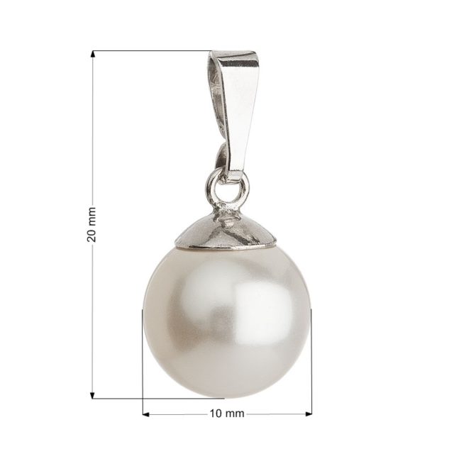 Stříbrný přívěsek s bílou kulatou perlou 34150.1