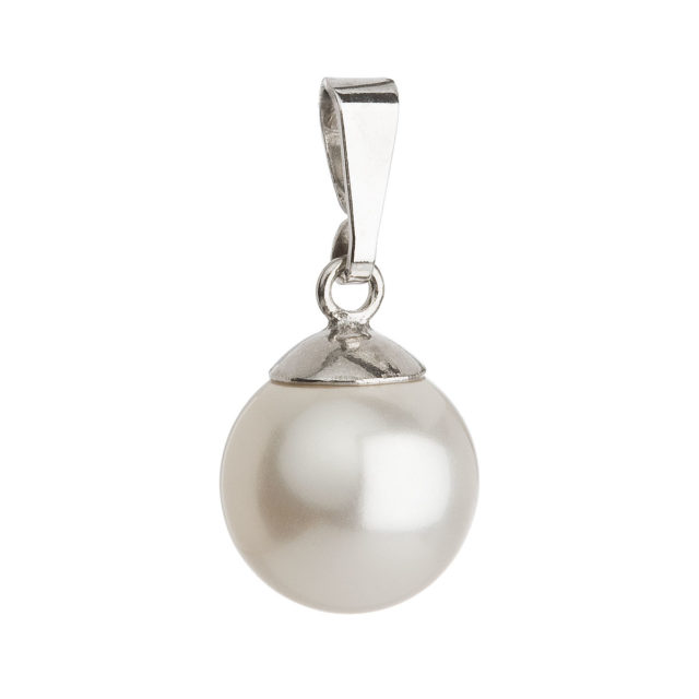Stříbrný přívěsek s bílou kulatou perlou 34150.1