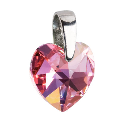 Stříbrný přívěsek s krystaly Swarovski AB efekt růžové srdce 34003.4
