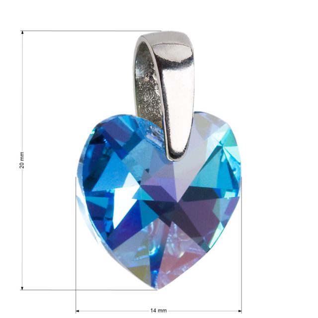Stříbrný přívěsek s krystaly Swarovski AB efekt modré srdce 34003.4