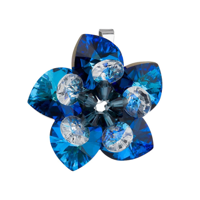 Stříbrný přívěsek s krystalem Swarovski modrá květina 34072.5