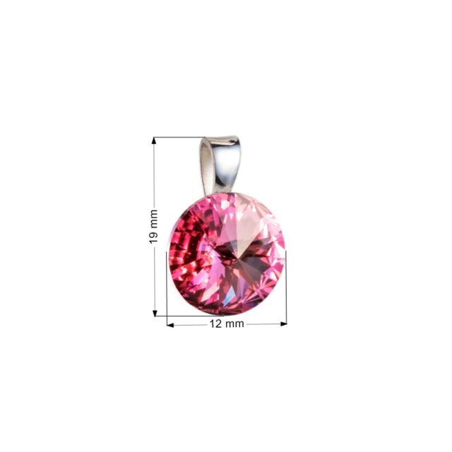 Stříbrný přívěsek s krystaly Swarovski růžový kulatý-rivoli 34112.3