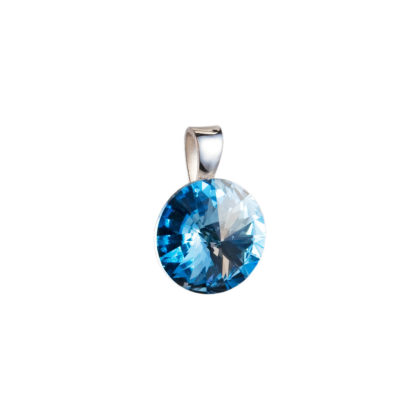 Stříbrný přívěsek s krystaly Swarovski modrý kulatý-rivoli 34112.3