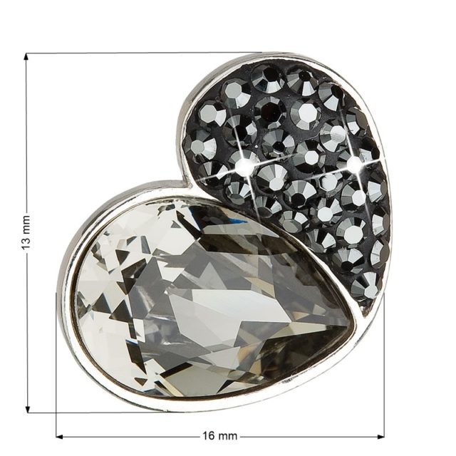 Stříbrný přívěsek s krystaly černé srdce 34161.3