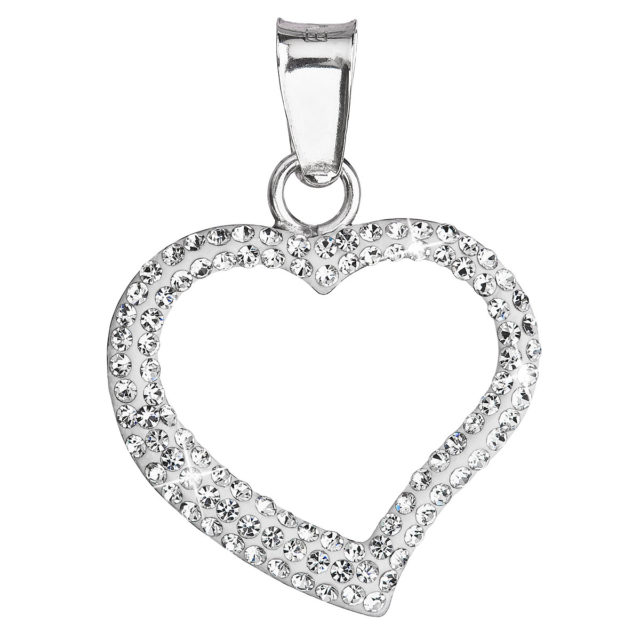 Stříbrný přívěsek s krystaly Swarovski bílé srdce 34093.1