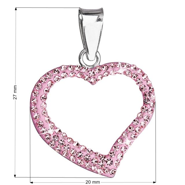 Stříbrný přívěsek s krystaly Swarovski růžové srdce 34093.3