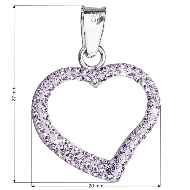 Stříbrný přívěsek s krystaly Swarovski fialové srdce 34093.3