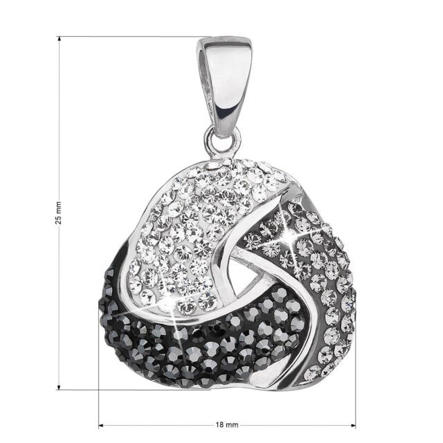 Stříbrný přívěsek s krystaly Swarovski bílý kulatý 34189.3