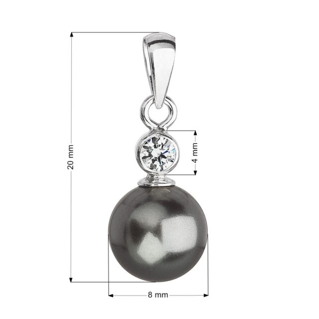 Stříbrný přívěsek s krystalem Swarovski a šedou kulatou perlou 34201.3