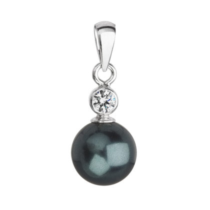 Stříbrný přívěsek s krystalem Swarovski a zelenou kulatou perlou 34201.3