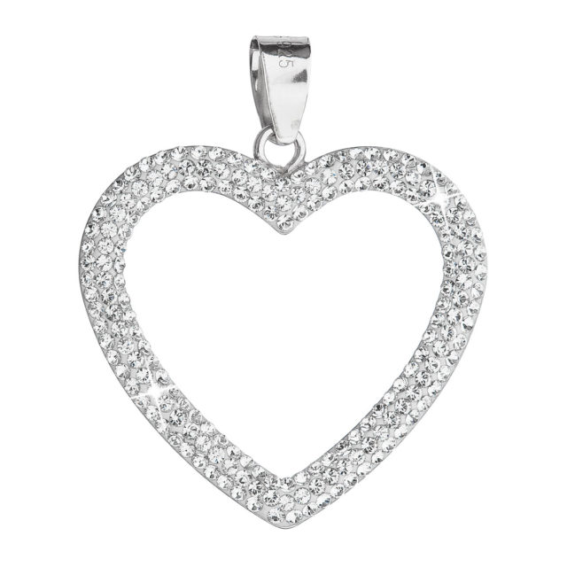 Stříbrný přívěsek s krystaly Swarovski bílé srdce 34092.1