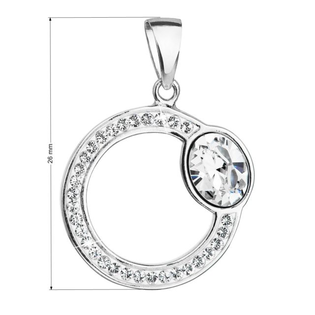 Stříbrný přívěsek s krystaly Swarovski bílý kruh 34215.1