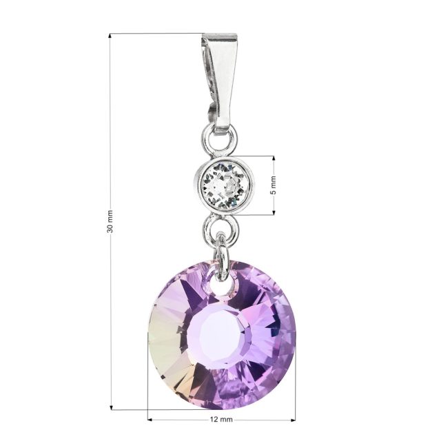 Stříbrný přívěsek s krystaly Swarovski fialový kulatý 34216.5