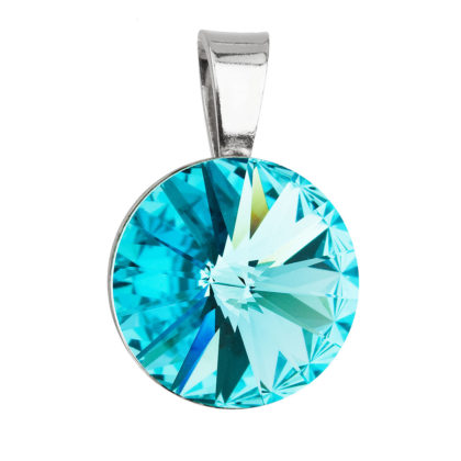 Stříbrný přívěsek s krystaly Swarovski modrý kulatý-rivoli 34112.3 light turquoise