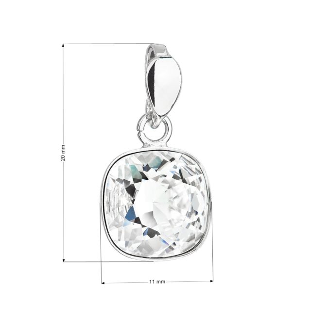 Stříbrný přívěsek s krystalem Swarovski bílý čtverec 34224.1