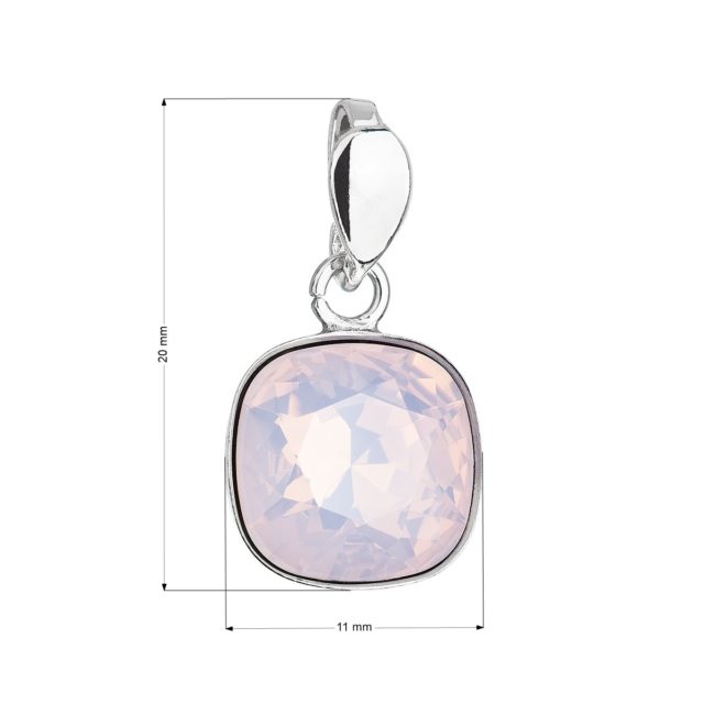 Stříbrný přívěsek s krystalem Swarovski růžový čtverec 34224.7