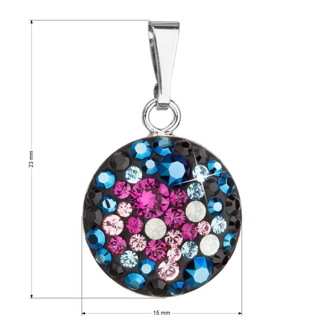 Stříbrný přívěsek s krystaly Swarovski mix barev kulatý 34225.3 galaxy