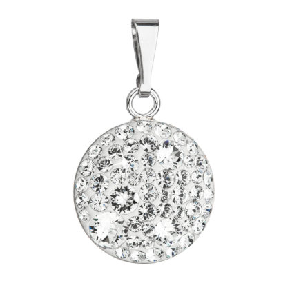 Stříbrný přívěsek s krystaly Swarovski bílý kulatý 34225.1