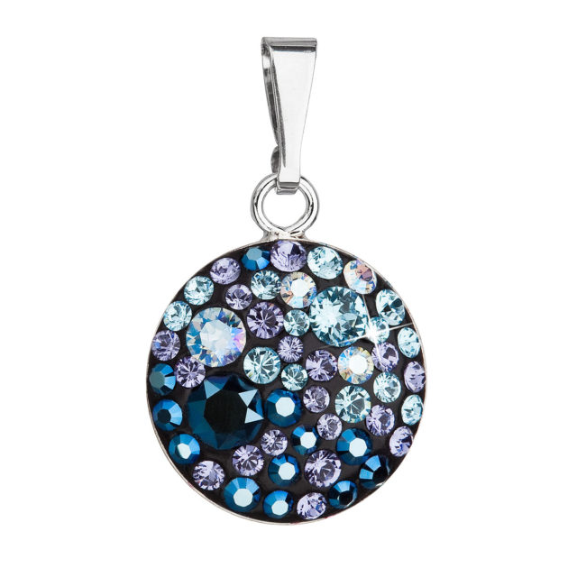 Stříbrný přívěsek s krystaly Swarovski modrý kulatý 34225.3 blue style