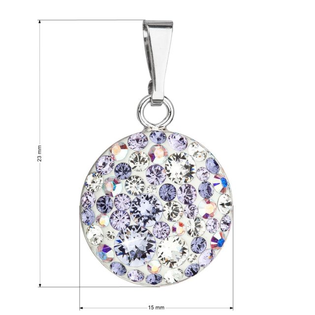 Stříbrný přívěsek s krystaly Swarovski fialový kulatý 34225.3 violet
