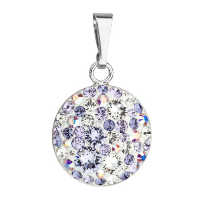 Stříbrný přívěsek s krystaly Swarovski fialový kulatý 34225.3 violet